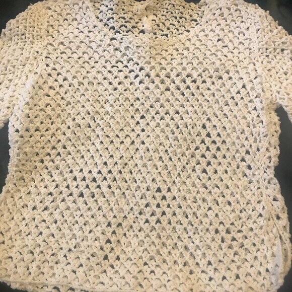 Hand Crochet Peek A Boo LS Top Girls VTG Boho Photo Holiday - Picture 2 of 8